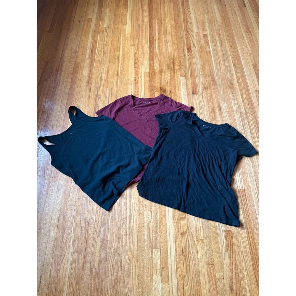3-Pack Womens V-Neck & Tank Tops Size 1XL Ava & VIV Cotton Blend Black & Maroon